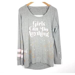 Chaser | Girls Can Do Anything Sweatshirt Gray M